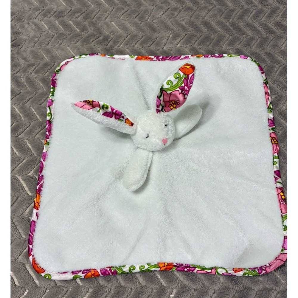 Vera Bradley Bunny Rabbit Lovey Security Blanket White Pink Floral Ear Trim 2012
